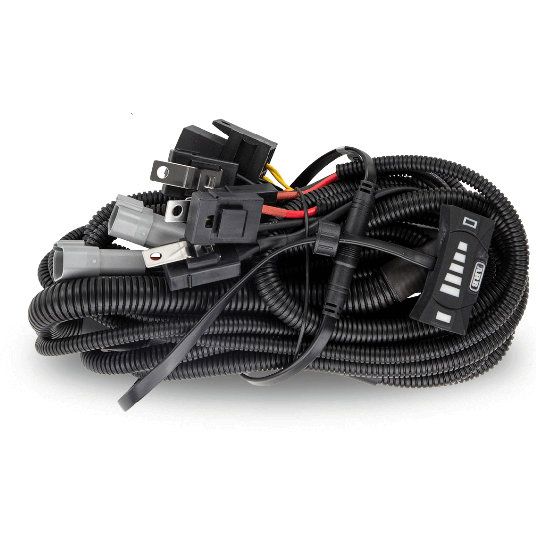 Solis Wiring Loom neatly bundled showing dimming pad and plug and play connections