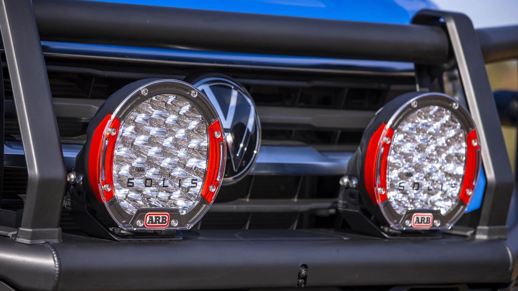 ARB Volkswagen Amarok Showcasing the Intensity Solis Lights on Bullbar